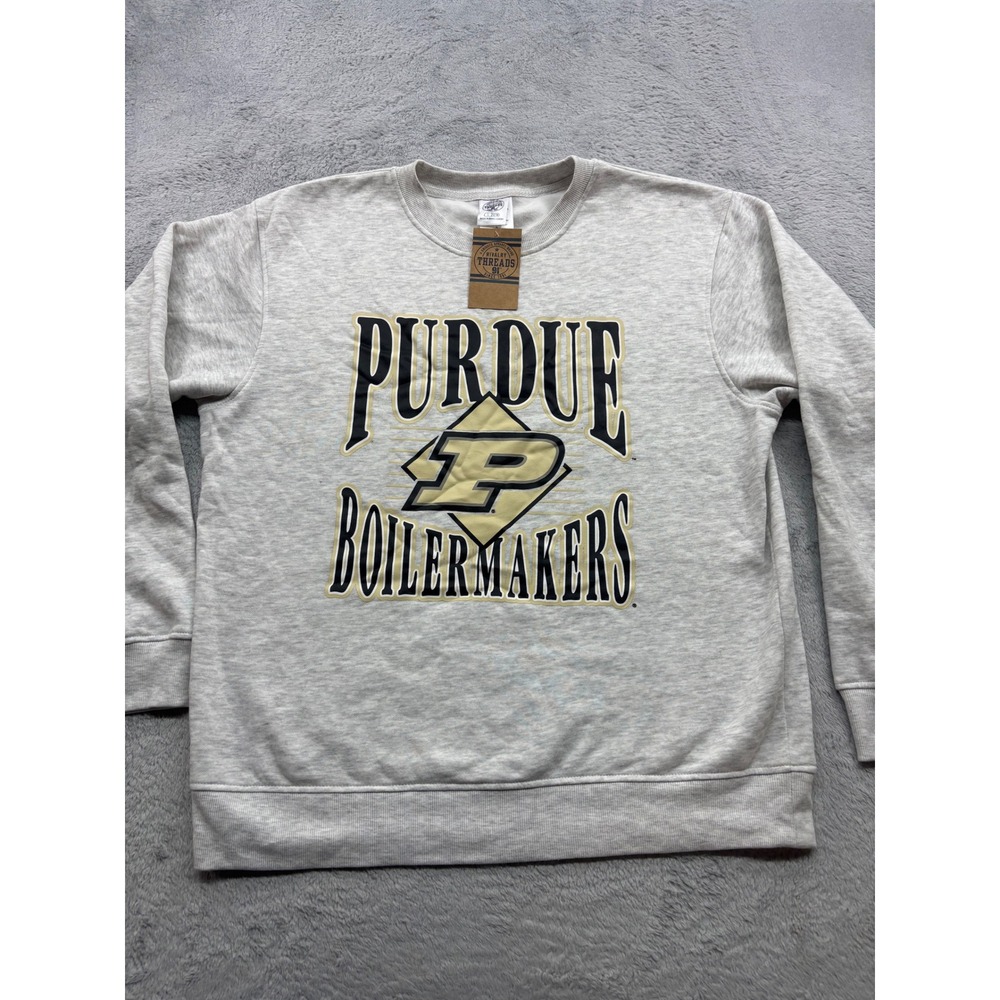 Rivalry‎ Threads Purdue Boilermakers Sweatshirt Womens L Heather Grey Oversized